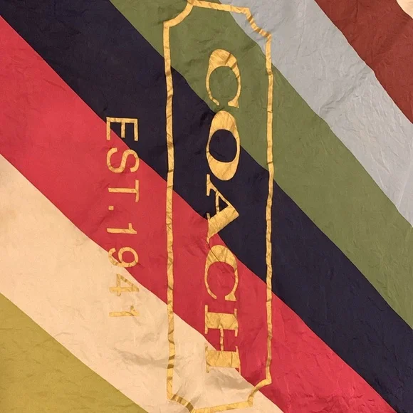 Coach gold foil logo silk scarf 🧡💚🩷💙🤎 - Picture 2 of 6
